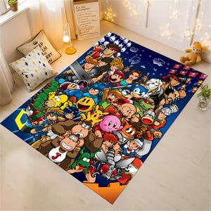 Cartoon Charaktere Teppich, Beliebte Spielfiguren Teppich, Cartoon Teppich, Niedlicher Teppich, Bunter Teppich, Kinderteppich, Kinderteppich, Gamer Dekor, Geschenk für Kinder