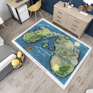 Anime Map Teppich, Fantastische Karte Teppich, Filmdekor, Coole Teppiche, Fantastischer Teppich, Filmdekor, Jungenzimmerteppich, Geschenke für Sie
