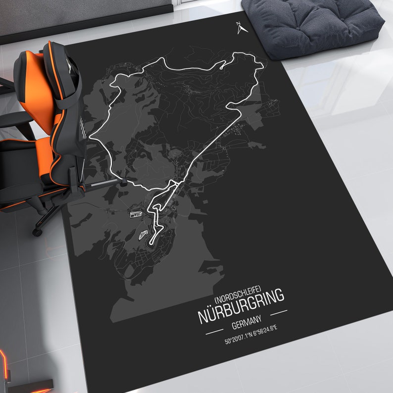 Nürburgring Race Track Map Rug, Custom Game Room Decor, image 2