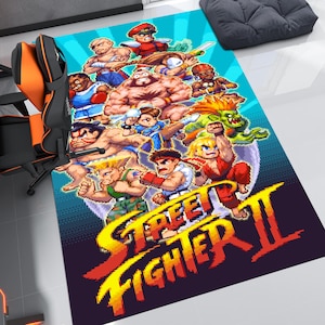 Streed Fighter, Arcade Game Rug, Retro Game Rug, Game Rug, Gaming Rug, Play Room Rug, Game Decor, Custom Rug, Retro Gaming, Area Rug