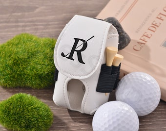 Personalisierte Golfballtasche-Golfgeschenke für Ihn-Golfball- und Tees-Halter-Minigolfballhalter-Leder-Golftasche-Golfzubehör-Tees-Tasche