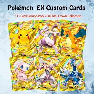 Cartes Pokémon EX personnalisées ，Cartes Pokémon proxy de haute qualité Pack de 11 cartes Ensemble de cartes proxy Pokémon