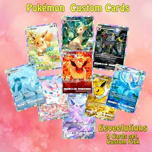 Pacchetto personalizzato di 9 carte Pokémon Eeveelutions, Scelta personalizzata, Carte Pokémon personalizzate, Carte Pokémon proxy di alta qualità, Set di carte Pokémon proxy