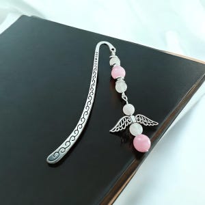Engel Lesezeichen mit Rosenquarz & Kunzit