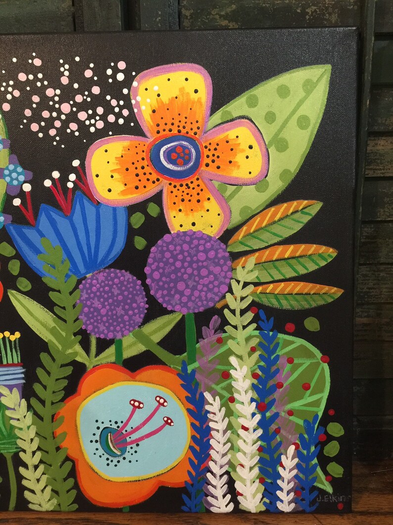 Original acrylic floral painting 16\u201d x 20\u201d by Jenny Elkins