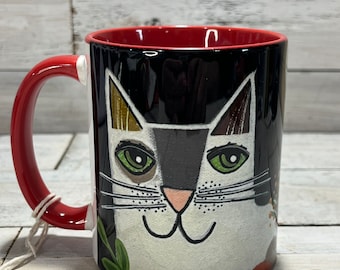 Calico CAT 11oz MUG - coffee cup - by Jenny Elkins - cat lover - cat lady