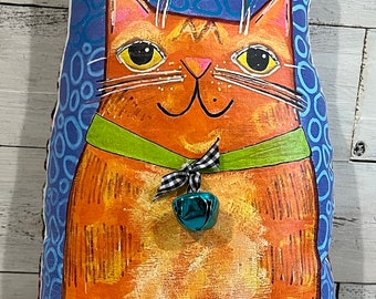 Sweet CAT pillow ginger Cat by Jenny Elkins - stuffed animal