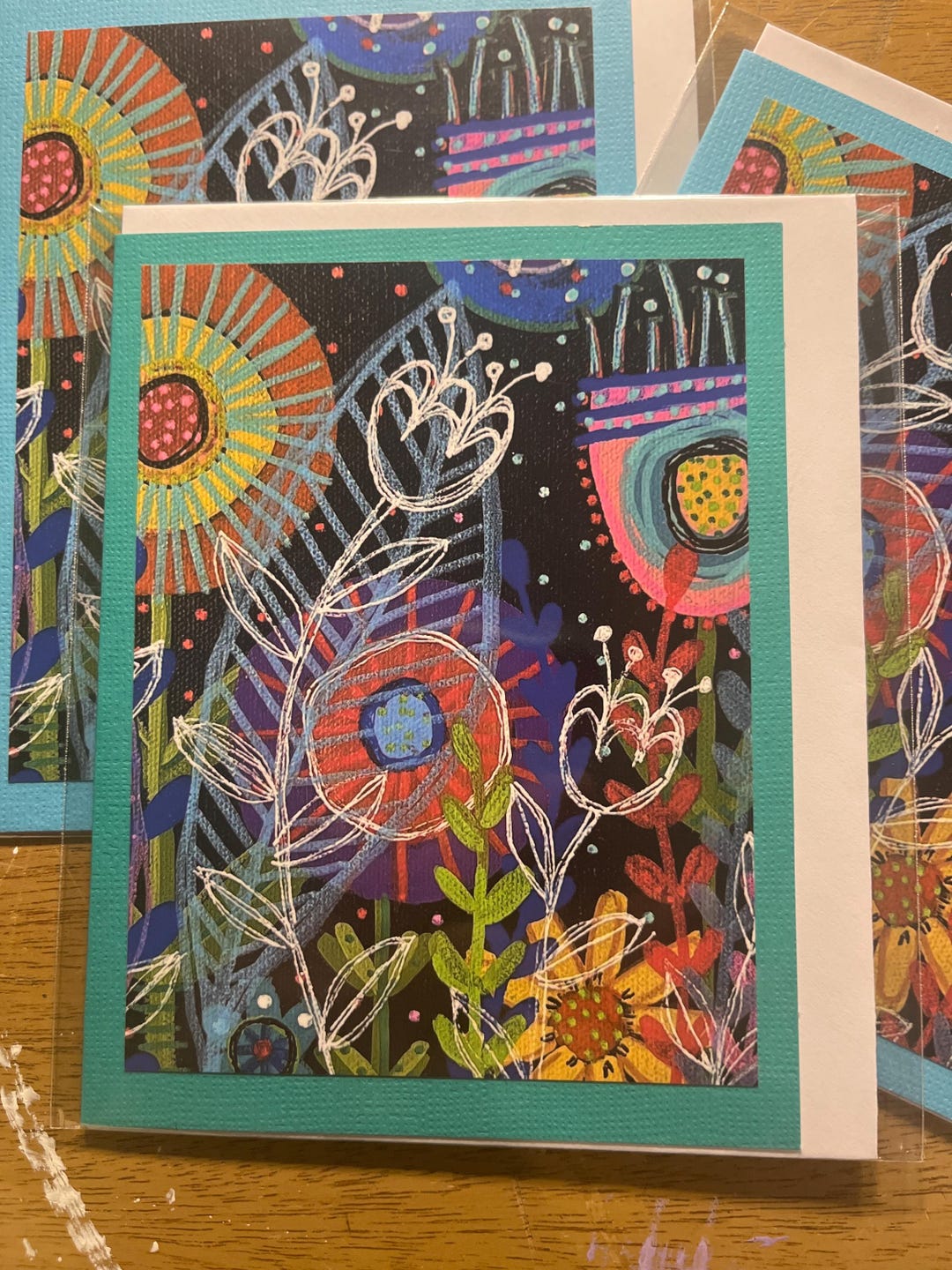 Abstract FLORAL Card - Blank Greeting Card by Jenny Elkins - Includes ...