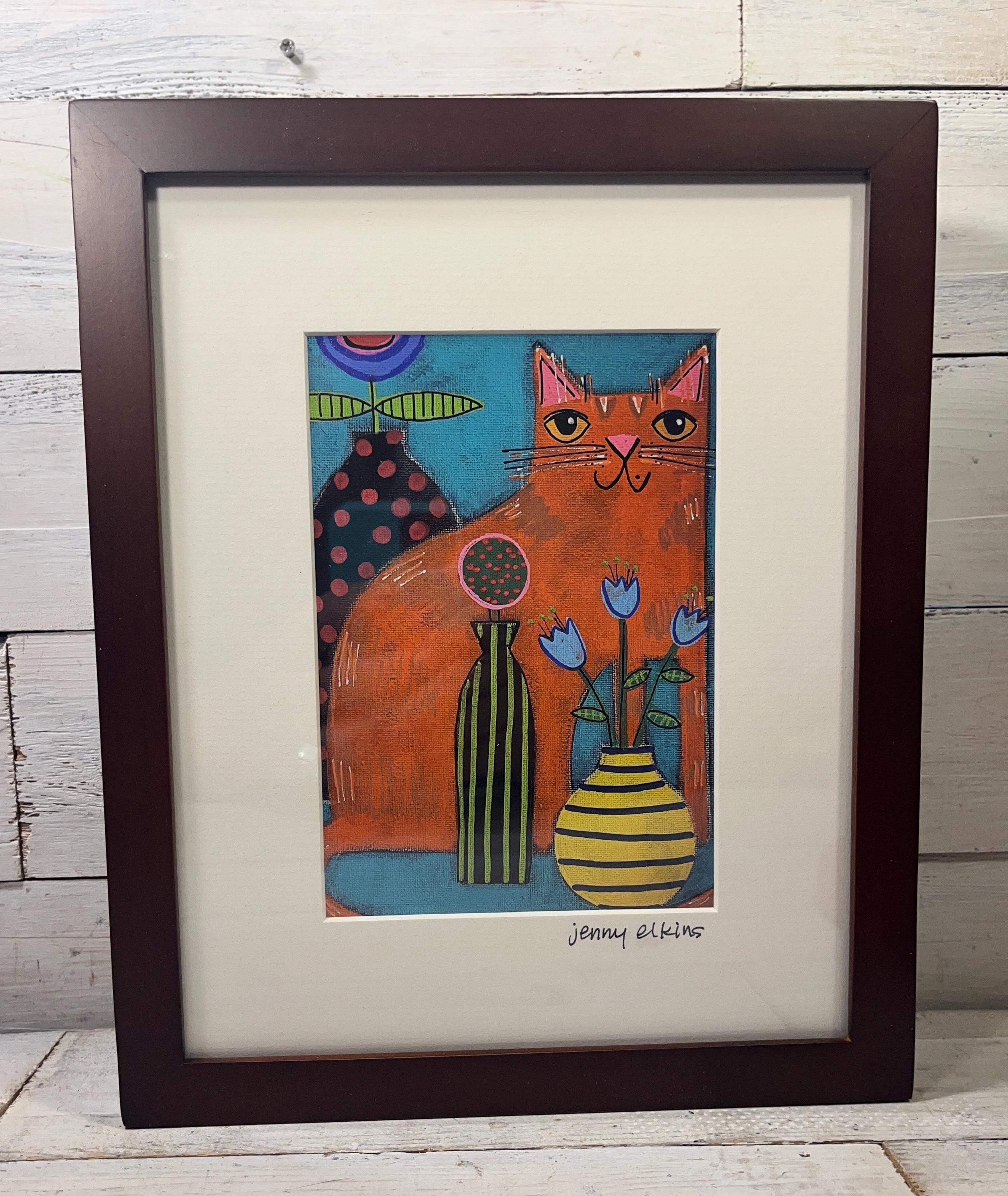 Framed Ginger CAT Still Life Print 9”x 11” X 1” Frame - Image by