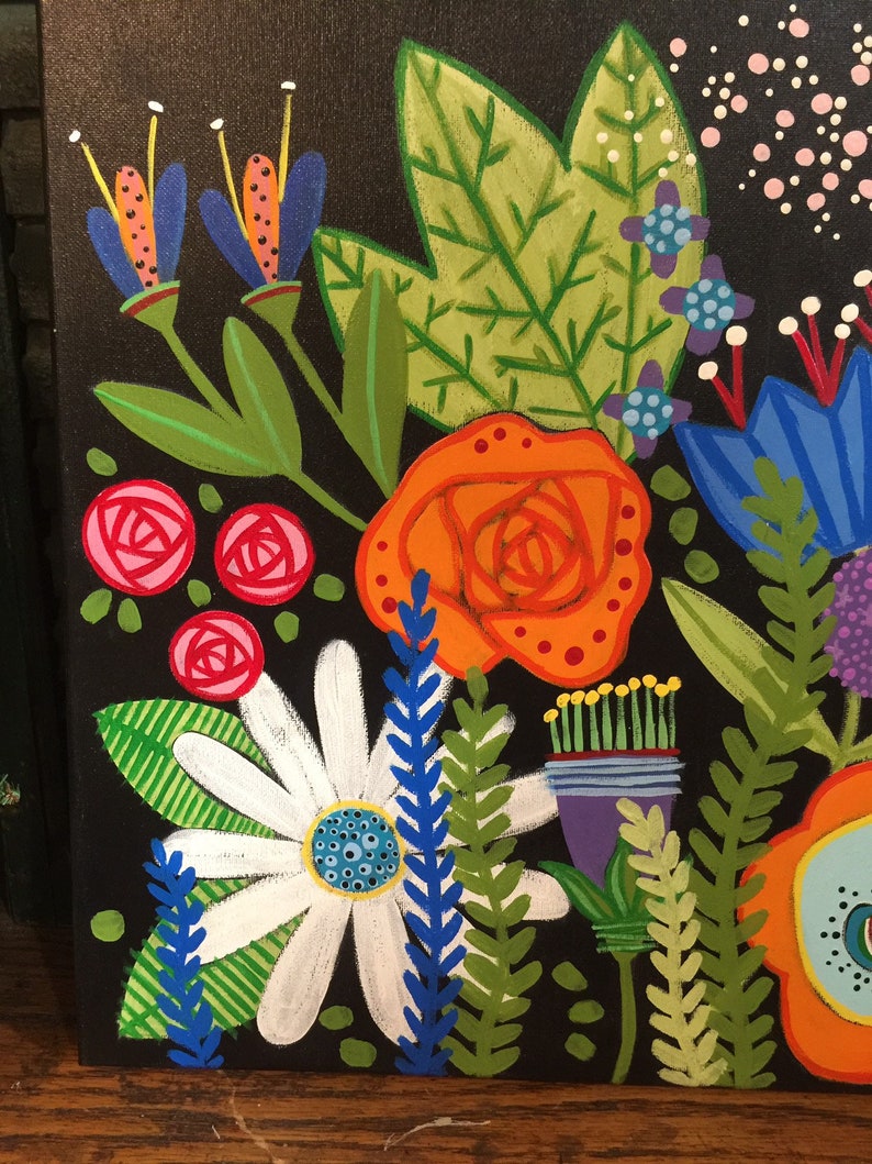 Original acrylic floral painting 16\u201d x 20\u201d by Jenny Elkins