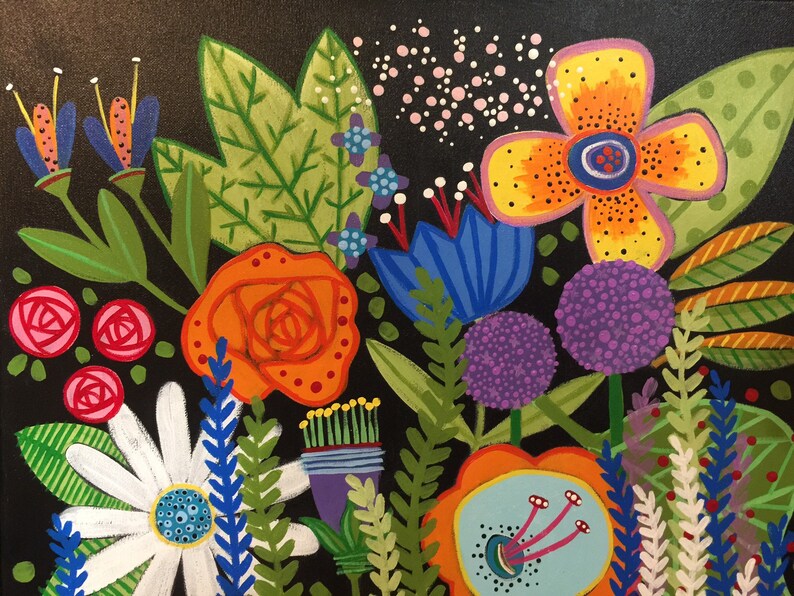 Original acrylic floral painting 16\u201d x 20\u201d by Jenny Elkins