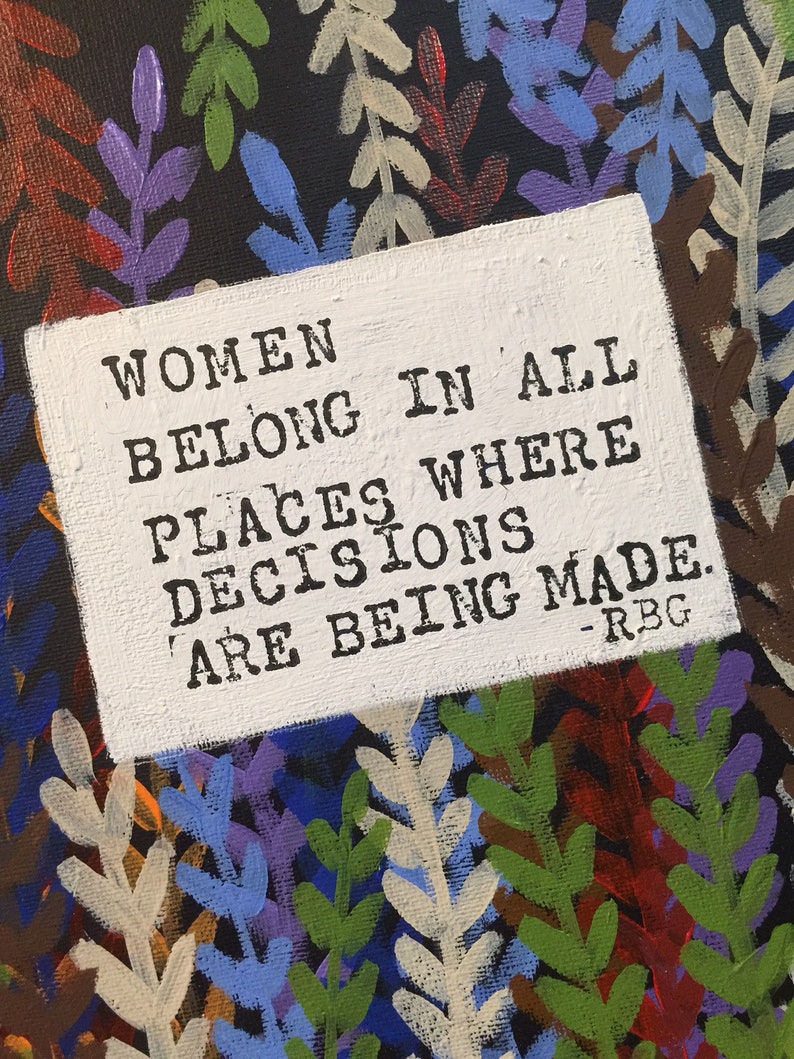 Original acrylic Fern and RBG quote painting by Jenny Elkins 10\u201d x 10\u201d