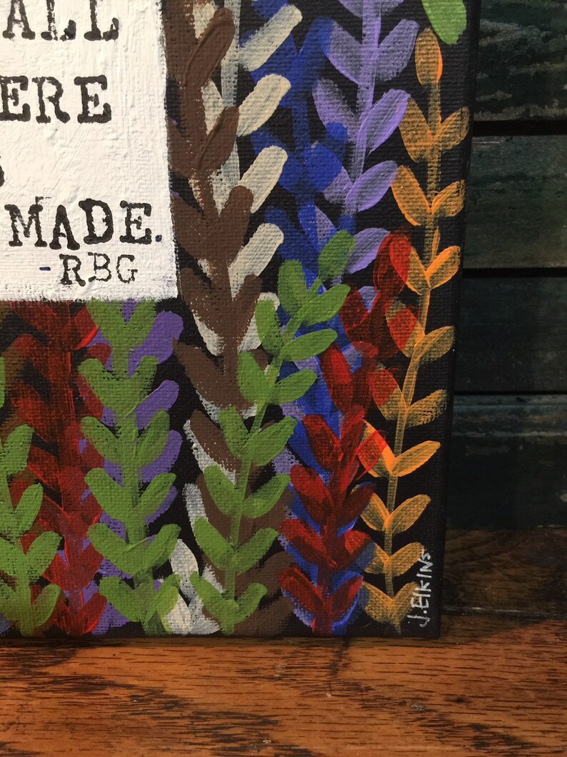 Original acrylic Fern and RBG quote painting by Jenny Elkins 10\u201d x 10\u201d