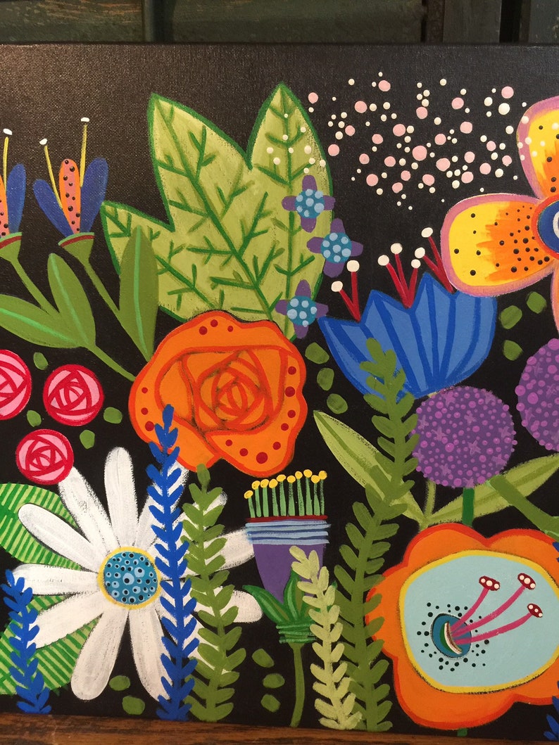 Original acrylic floral painting 16\u201d x 20\u201d by Jenny Elkins