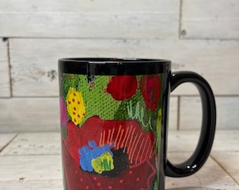 Taza de amapolas de 15 oz - taza de café - por Jenny Elkins - taza de amapolas - taza de amapolas - taza de café de amapolas