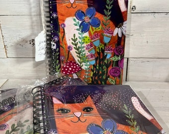 Ginger CAT with toadstool lined JOURNAL by Jenny Elkins