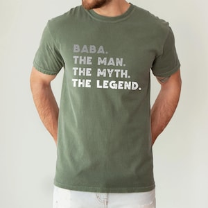 T-shirt Baba The Man The Myth The Legend, grappig Baba-shirt, cadeau opa, retro vintage Baba T-shirt, vaderdagcadeau baba shirt