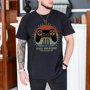 40th Birthday Gift For Him, 40 Birthday Shirt For Men Women, Level 40 Unlocked, Gamer Party Shirts, Husband 40 Birthday Tee, Vintage Shirt