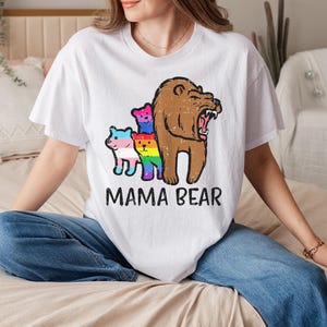 Vintage Mama Bear Gay Shirt – Rainbow Mama Bear LGBT Tee, Proud Mom Shirt, LGBTQ+ Mama Gift, Supportive Mom Tee