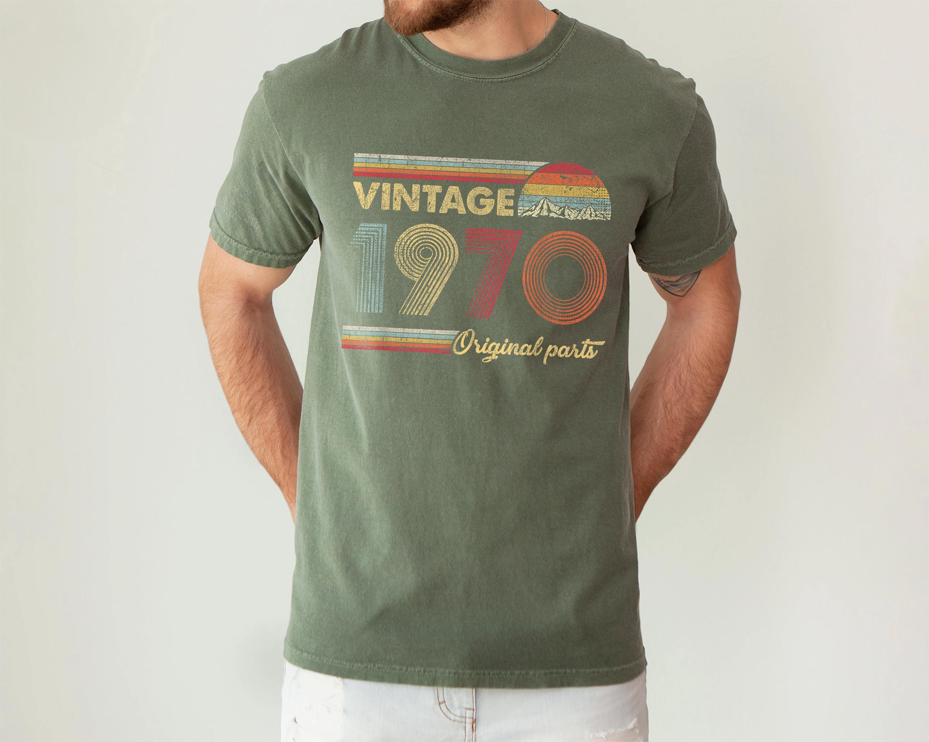 55th Birthday Shirt For Men - Vintage 1970 'Original Parts' Funny Tee, Customizable Year & Color - View #9