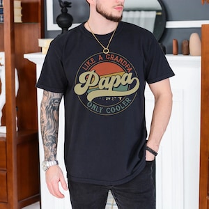 Retro Cool Papa T-Shirt Funny Father’s Day Gift For Dad Or Grandpa Graphic Tee Papa Like A Grandpa Only Cooler Vintage Style Top