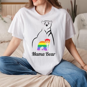 Pride Mama Bear T-Shirt – Rainbow Mama Bear LGBT Tee, Proud Mom Shirt, LGBTQ Mama Gift, Supportive Mom TShirt, Gay Pride Apparel