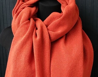 Cashmere Scarf Orange Scarf Large Knitted Scarves Womens Scarves Cashmere  Scarves Neck Warm Knit Scarf Green Scarves Gifts
