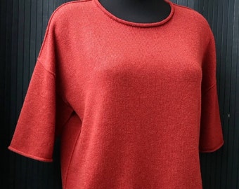 Cashmere T-shirt Red T-shirts Knitted Jumper Womens T-shirt Dark Red Jumpers Pure Cashmere Jumper Soft Knit T-shirt Oversized T-shirts Gifts