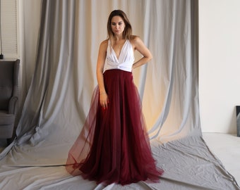 Burgundy wine infinity dress, burgundy bridesmaid dress tulle, burgundy convertible dress, burgundy multiway dress, Burgundy multiway dress