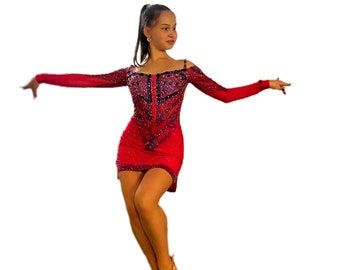 Red latin dance dress