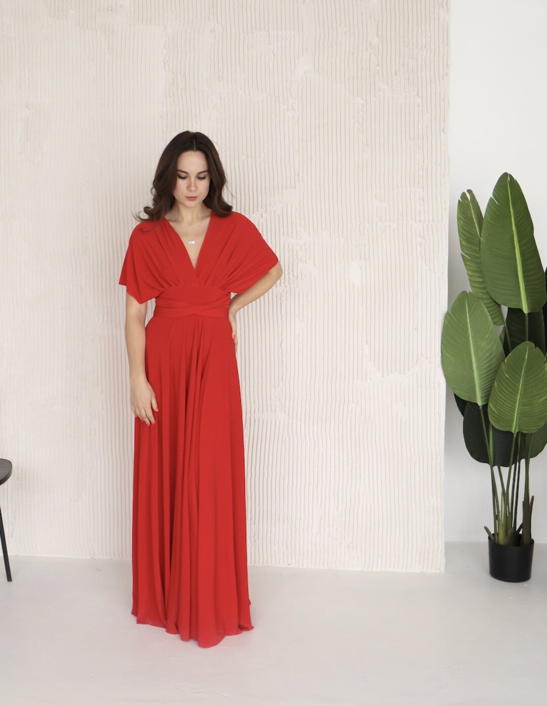 Bow Multi Wear Convertible Bridesmaid Dresses Red