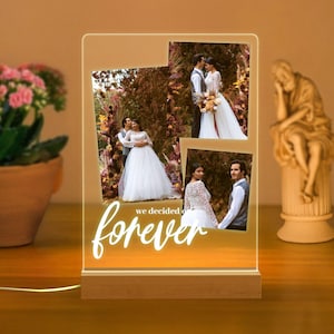 Personalized Photo Night Light Plaque,Couple Photo Lamp,Mother&#39;s Day Gift,Custom Led Night Light,Anniversary Gift for Her Him Family Friends