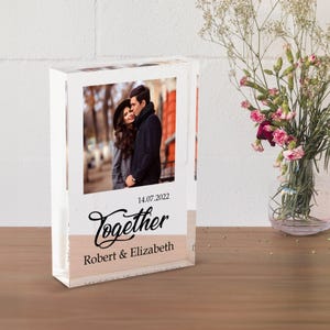 Engagement Personalised Photo Block, Engagement Gift, Anniversary Photo Frame, Wedding Gift, Engagement Acrylic Plaque