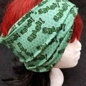 SALE Hulk Smash Earwarmer Print Cotton/Spandex Stretch Knit Twist Turban Style Wide Headband Headwrap
