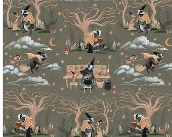 1 Yard Forager Rae Richie Dear Stella DRR3032 witch familiar woven cotton fabric