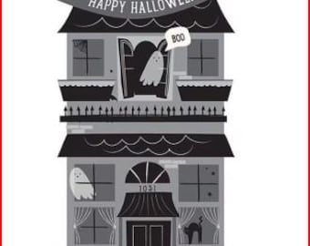 Hey Pumpkin Happy Halloween House Panel My Minds Eye Riley Blake Fabric 24x43" Cute Halloween