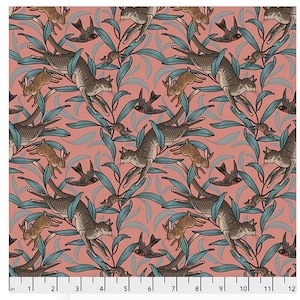 1 yard Cats On the Prowl - Nectar by Rachel Hauer for Free Spirit  Cats chasing Mice Birds