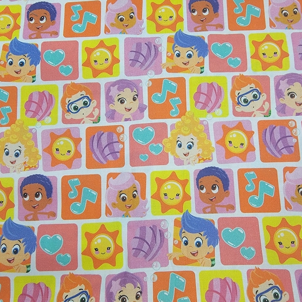 Nick Jr Bubble Guppies in the Sun Pinks Cotton Fabric Molly Gil 1 Yard