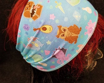Cute D & D creatures monsters -  Print Cotton/Spandex Stretch Knot Kerchief Headband