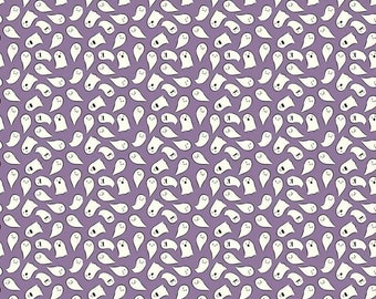 1/2 yard Spooky Schoolhouse Lilac Ghosts Halloween cotton woven Fabric