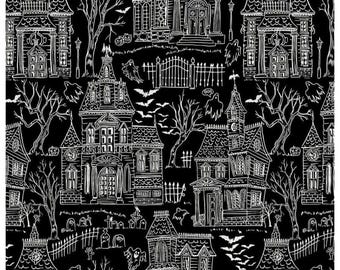 Haunted House Toile 1 Yard Timeless Treasures Pick Your Poison Elegant Halloween Quilters Woven Cotton