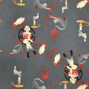 FQ 18 x 22&quot; Sabrina CaoS custom fabric 100% cotton red and black Woven Cotton