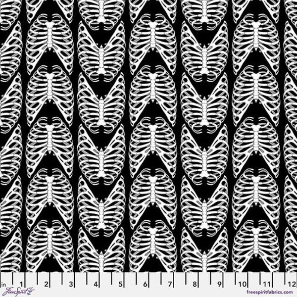 1 yard Rib Bones by Rachel Hauer Scaredy Cat Free Spirit Ribcage Halloween Cotton Fabric