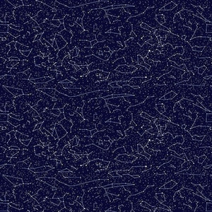 Planetary Missions by Studio E - Constellations blue with stars - 1 Yard