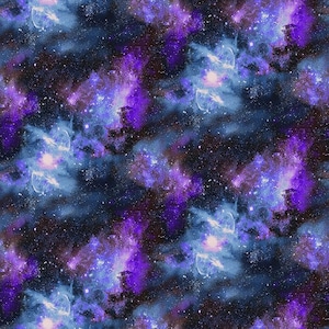 Planetary Missions by Studio E - Galaxy Nebula blue purple stars - 1 Yard