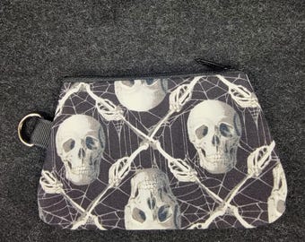 Skull Damask -  Coin Purse Zippered Pouch