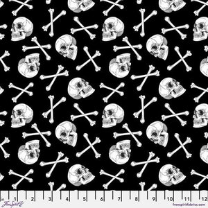 1 yard Crossed Bones by Rachel Hauer Scaredy Cat Free Spirit Skulls Halloween Cotton Fabric