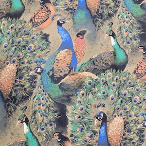 Peacocks Aviary #6526 Lyndhurst Studio 1/2 Yard OOP cotton fabric