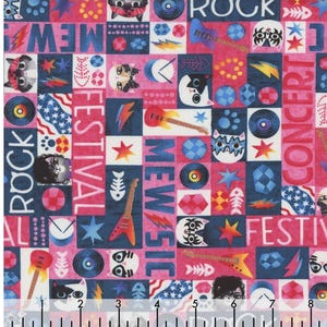 1 Yard Mew-sic Legends Rock Words Studio E pattern 7364-22