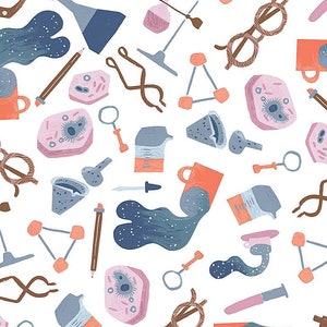1 Yard The Lab STEM Microscopes Science Woven Cotton Fabric pattern STELLA-SRR1916 Dear Stella SALE